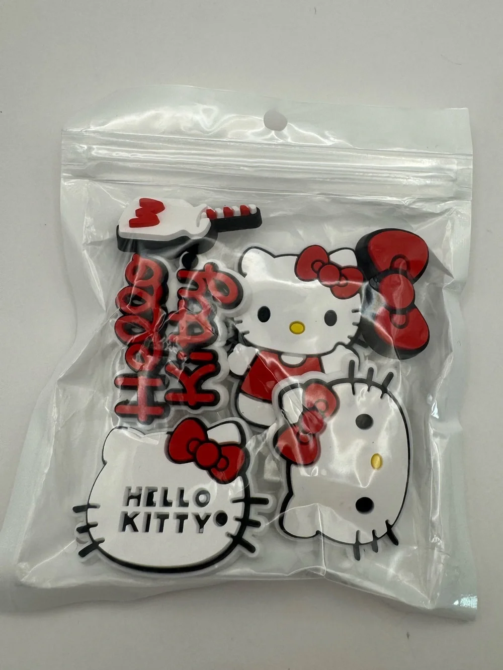 Hello Kitty Red & White Croc Shoe Charms Jibbitz Pack of 6